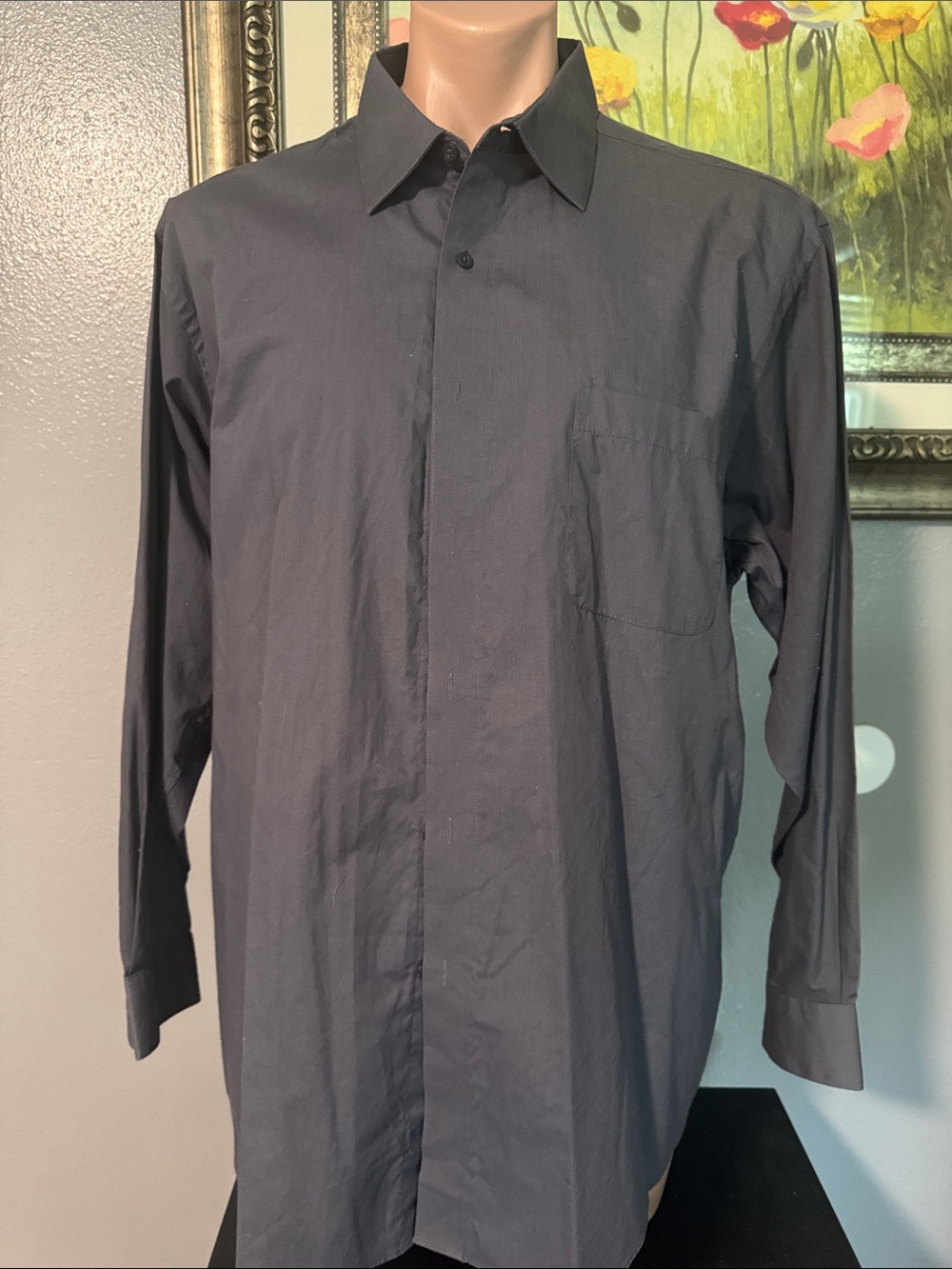 Pierre Cardin Men's Dark Gray Long Sleeve Dress Shirt